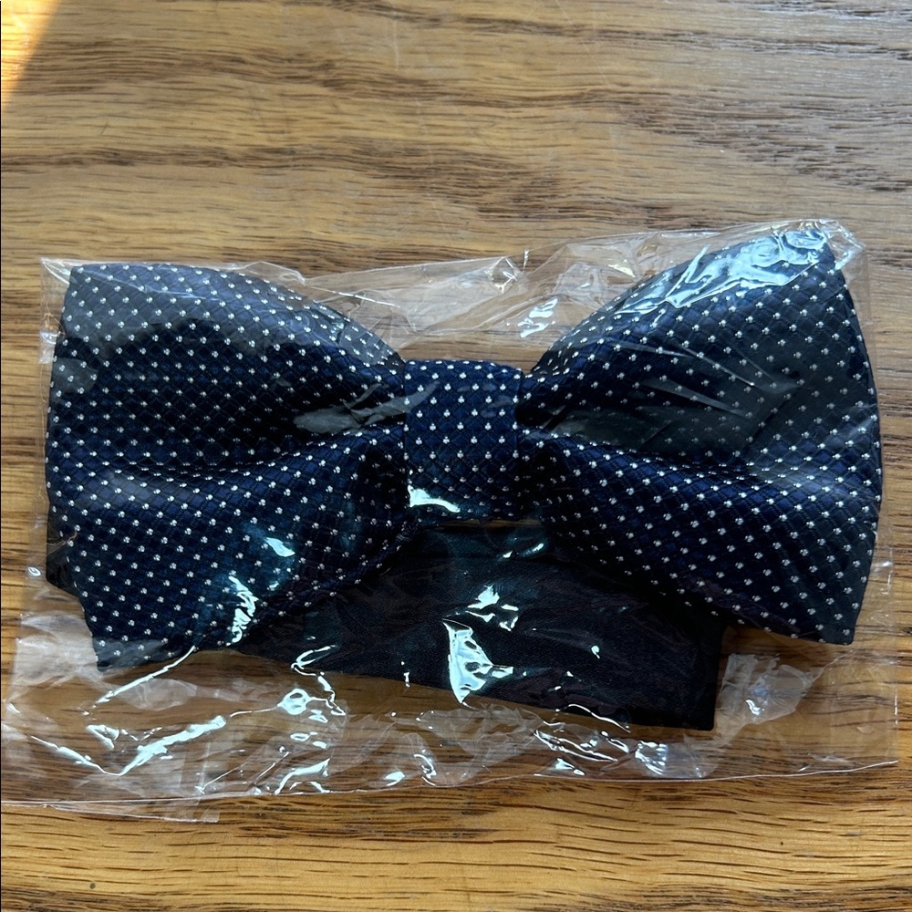 Sky Navy Blue Dotted Bow Tie